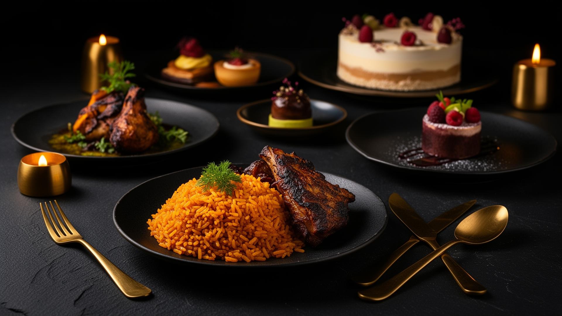 Signature Zibah Foods dishes plated in warm candlelight